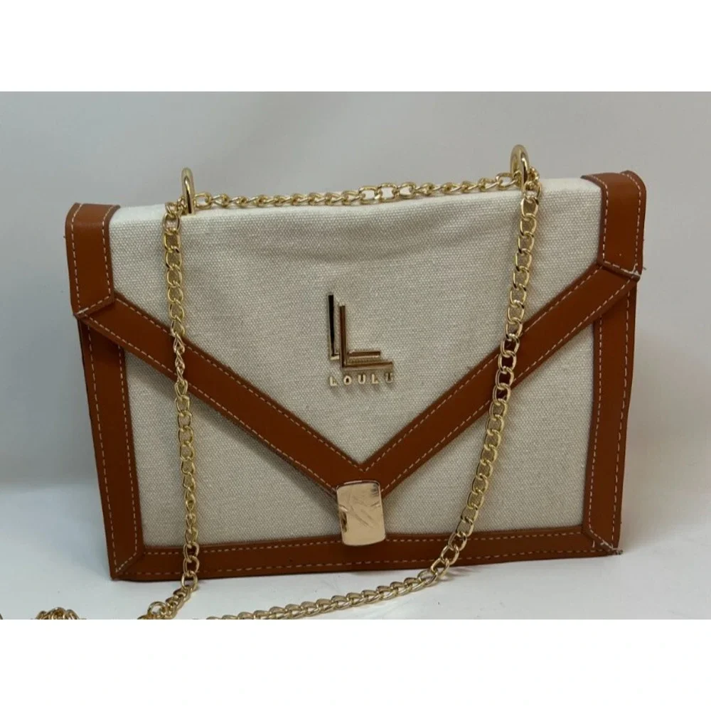 Loulu Women's Handbag Purse Crossbody‎ Beige and Camel